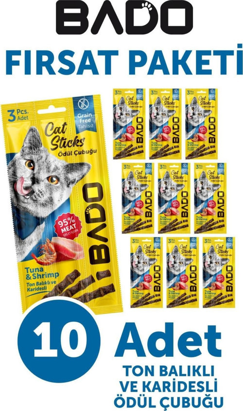 Kedi Ödül Çubuğu Ton Balıklı ve Karidesli 3x5gr 10Lu