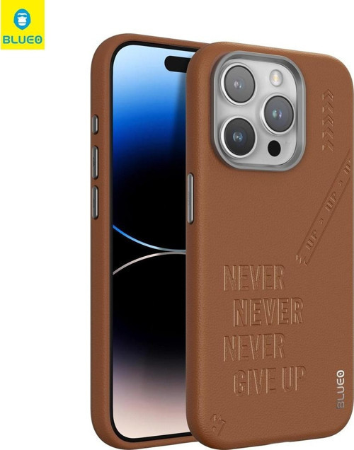 iPhone 14 Pro Max Uyumlu Kahverengi Deri Punk Premium Telefon Kılıfı