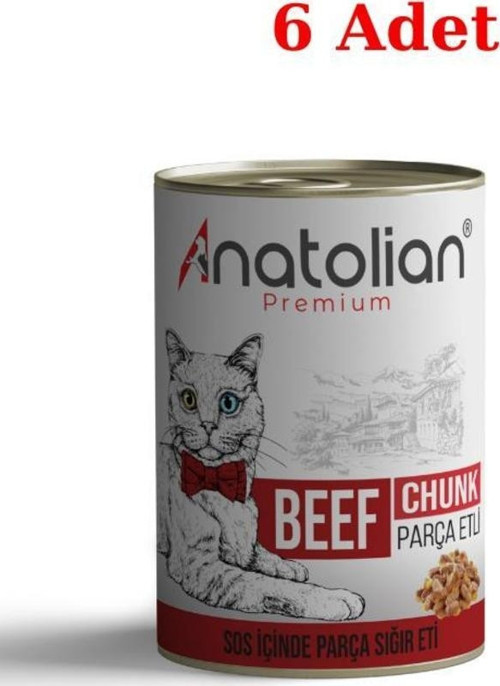 Biftekli Parça Etli Yetişkin Kedi Konservesi 400 gr x 6 Adet