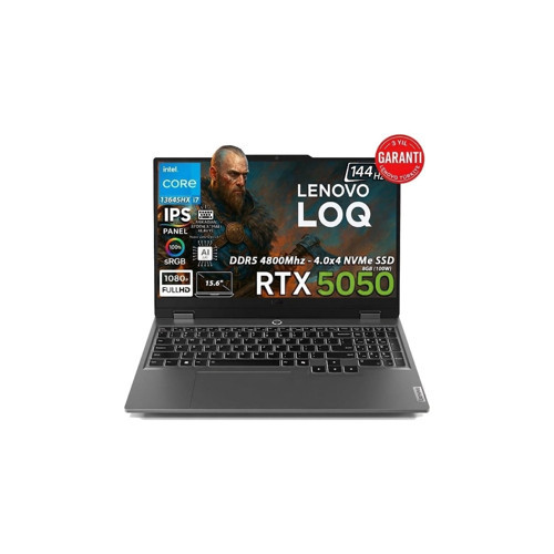 Loq 15IRX10A1 İntel Core İ7 13645HX 16GB 512GB SSD RTX5050 Freedos 15.6" FHD 144Hz IPS Taşınabilir Bilgisayar 83JE01D3TRA1