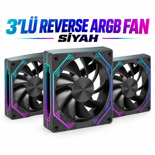 NG-O120B 3x Reverse ARGB PWM Kasa Fanı Siyah