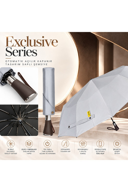 Exclusive Series - Otomatik Açılır Kapanır Tasarım Saplı 12 Telli Şemsiye