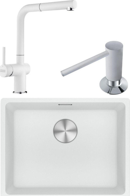 Maris MRG 110-52 Granit Eviye-Active Plus 2.0 Armatür-Sıvı Sabunluk Üçlü Set Bianco