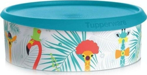 Flamingo Desenli Tek Parmak Kurabiye Kutusu Turkuaz 2.5lt Sıkı Kapak Saklama Kabı