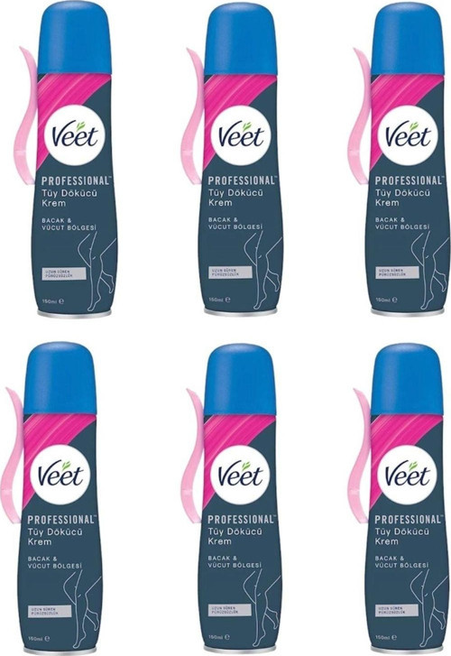 Professional Tüy Dökücü Krem Sprey 6 Lı Set Bacak&Vücut Bölgesi Hassas Ciltler 150Ml