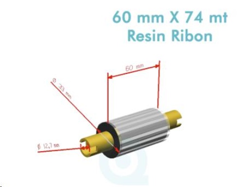 WX-10FBK Standart Wax Ribbon 60mm x 74m 1/2 İnç Outside Orta Sarım