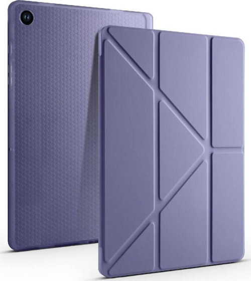 Samsung Galaxy Tab A9 Kılıf Yatay ve Dikey Standlı Uyku Modlu Kalemlikli Trifold Arkası Silikon Tablet Kılıfı
