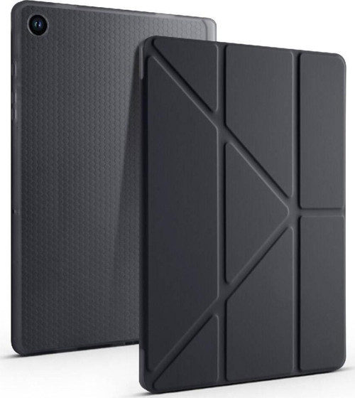 Samsung Galaxy Tab A9 Kılıf Yatay ve Dikey Standlı Uyku Modlu Kalemlikli Trifold Arkası Silikon Tablet Kılıfı