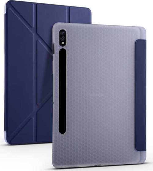 Samsung Galaxy Tab S8 SM-X700 Yatay ve Dikey Standlı Uyku Modlu Kalemlikli Trifold Arkası Silikon Kılıf