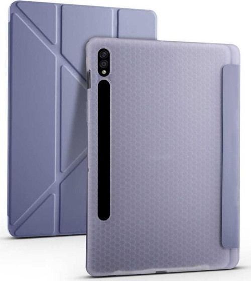 Samsung Galaxy Tab S8 SM-X700 Yatay ve Dikey Standlı Uyku Modlu Kalemlikli Trifold Arkası Silikon Kılıf