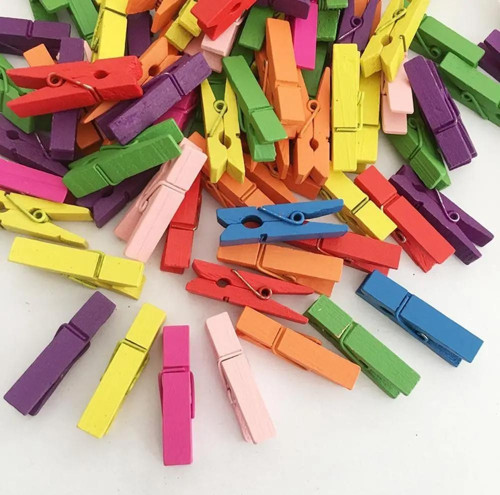 Küçük Renkli Mandal 100 Adet Ahşap Mini Renkli Mandal 2.5 Cm
