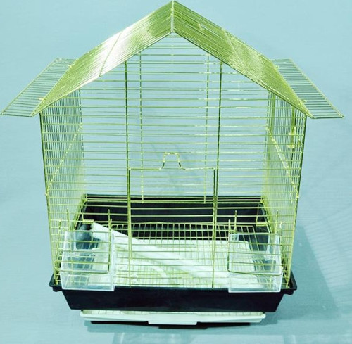 Euro Gold Kuş Telli Üçgen Çatılı Kuş Kafesi Pirinç 34.5x28x45.5 Cm