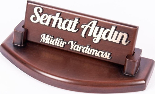 Kabartma Yazılı Ekonomik Masa İsimlik Ahşap Ofis Masa üstü İsimliği Arkadaş İş Hediyesi