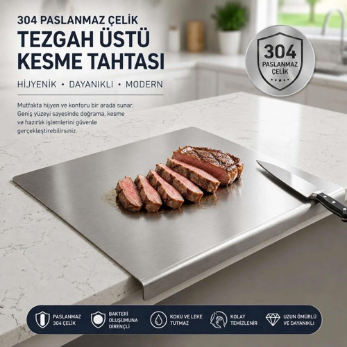 Tezgah Üstü Çelik Kesim Panosu 60 x 50 CM Paslanmaz