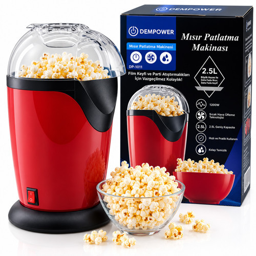 Yağsız Popcorn Makinesi Sıcak Hava ile 2,5 Litre Dp-1011