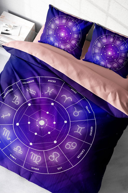 Kıng Sıze Astroloji 3D Pamuk Saten Çift Kişilik Nevresim Takımı