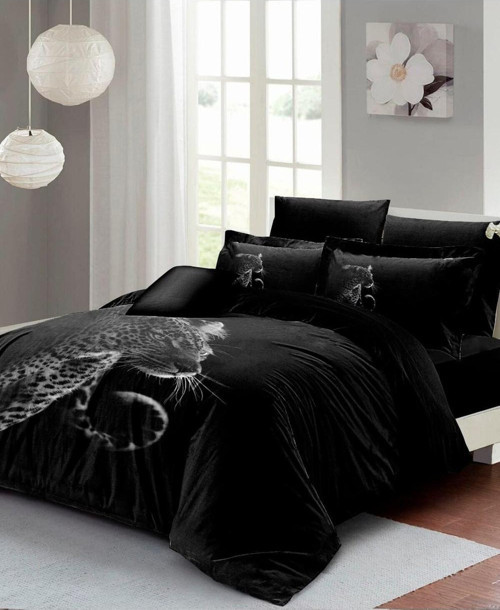 Kıng Sıze Black Panter Çift Kişilik Nevresim Takımı %100 Pamuk Saten 3D Özel Tasarım