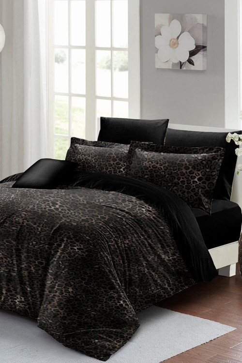 Kıng Sıze Leopar Print Çift Kişilik Nevresim Takımı %100 Pamuk Saten 3D Özel Tasarım