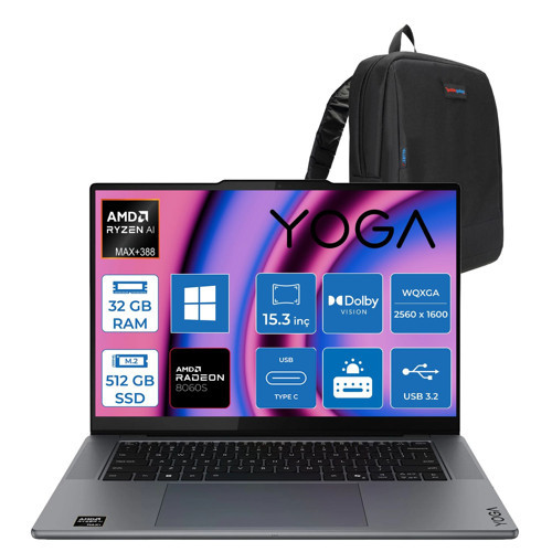 Yoga Pro 7 15ASH11 Amd Ryzen Aı Max+ 388 32GB LPDDR5X 512GB SSD Amd Radeon 8060S 15.3" 2.5k OLED 165Hz Dokunmatik Windows 11 Pro Taşınabilir Bilgisayar 883W50029TRWP02 + Zettaçanta
