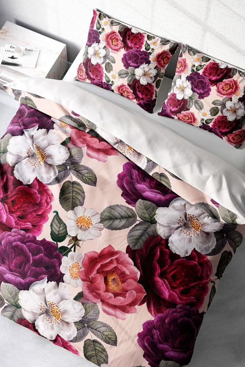 Kıng Sıze Flower Dream 3D Pamuk Saten Çift Kişilik Nevresim Takımı