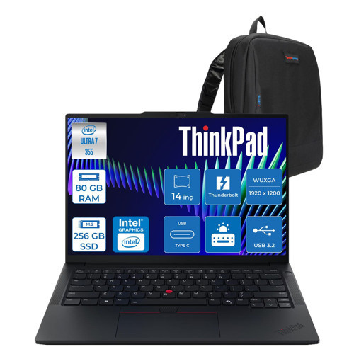 Thinkpad E14 Gen8 Intel Core™ Ultra 7 355 80GB Ddr5 256GB SSD Intel® Graphics 14" Wuxga (1920X1200) IPS 400NITS Anti-Glare Freedos Bilgisayar W21Y60040TXF26+ZETTAÇANTA