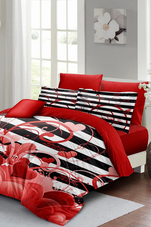 Kıng Sıze Sevgililer Günü Çift Kişilik Nevresim Takımı%100 Pamuk Saten Fantastic Love