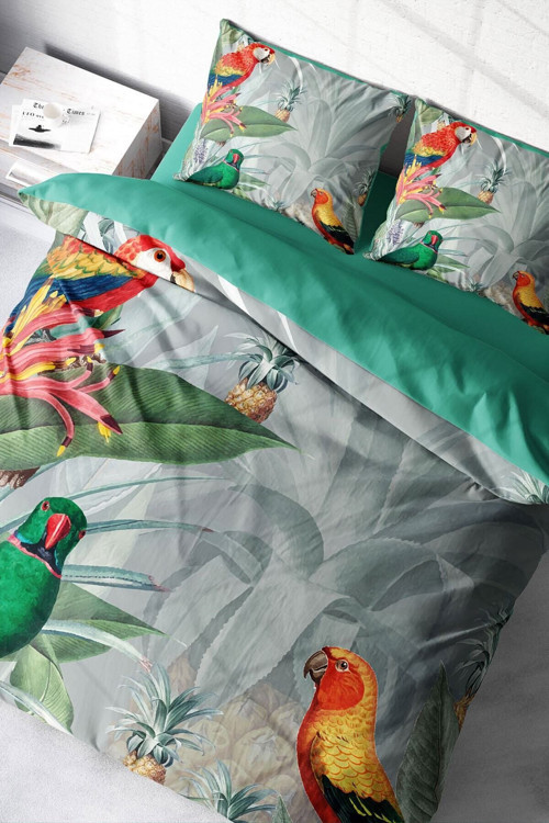 Kıng Sıze World Naturel Parrots Çift Kişilik Nevresim Takımı