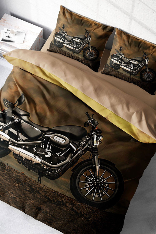 Lastikli Çarşaflı %100 Pamuk Saten Çift Kişilik Nevresim Takımı Motorcycles