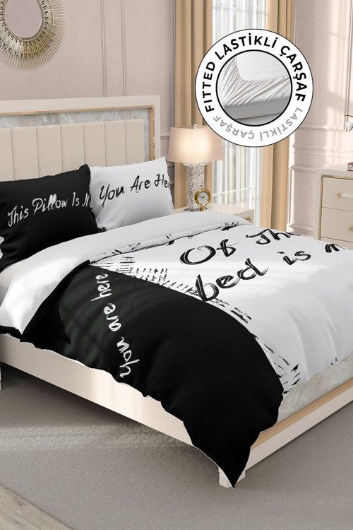 Lastikli Çarşaflı %100 Pamuk Saten Çift Kişilik Nevresim Takımı My Bed