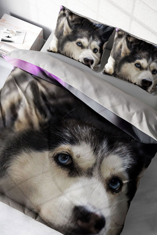 Lastikli Çarşaflı %100 Pamuk Saten Çift Kişilik Nevresim Takımı Husky
