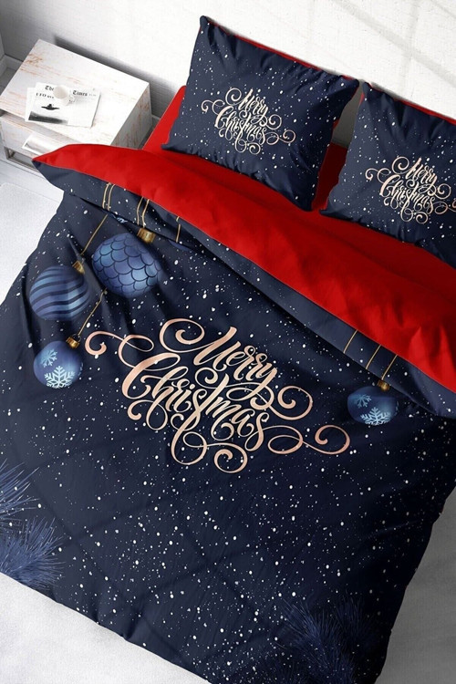 Yılbaşı Çift Kişilik Nevresim ( Lastikli Çarşaflı ) %100 Pamuk Saten Dream Noel