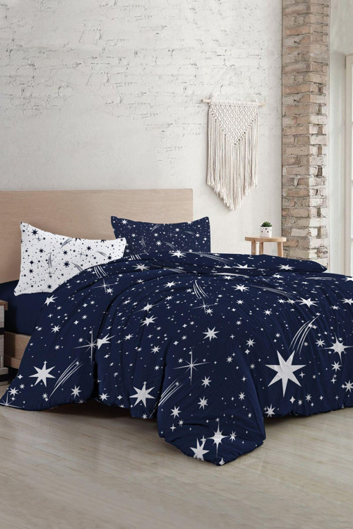 Nevresim Takımı %100 Doğal Pamuk Çift Kişilik 3D Digital Halley Star
