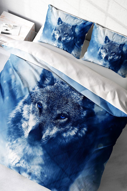 Çift Kişilik Nevresim Seti Sık Dokuma Pamuk Saten 3D Özel Tasarım Lonely Wolf Naturel (Çarşafsızdır)