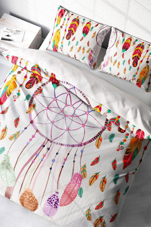 Çift Kişilik Nevresim Seti Sık Dokuma Pamuk Saten 3D Özel Tasarım Dream Catchers(Çarşafsızdır)
