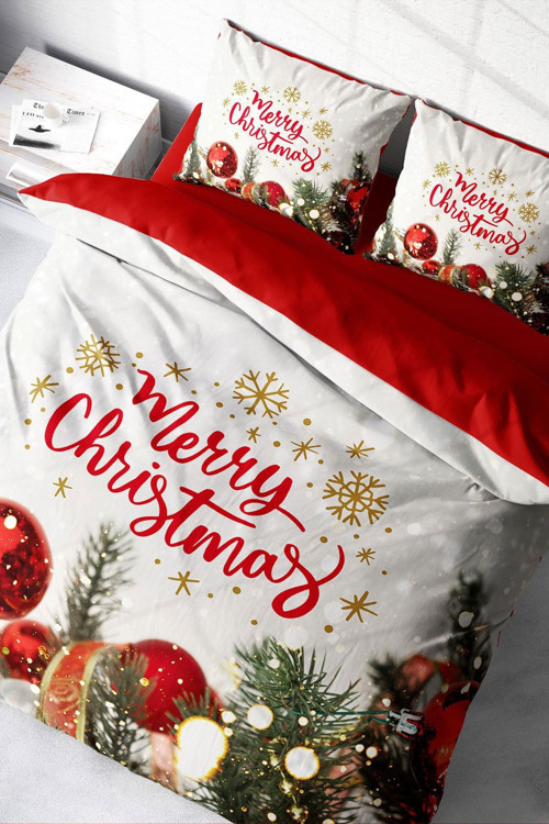 Çift Kişilik Nevresim Seti Sık Dokuma Pamuk Saten 3D Özel Tasarım Ny Noel (Çarşafsızdır)