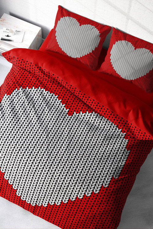 Çift Kişilik Nevresim Seti Sık Dokuma Pamuk Saten 3D Özel Tasarım Woven Heart (Çarşafsızdır)