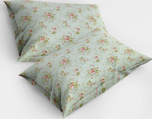 2 Li Yastık Kılıfı Premium %100 Pamuk 63 Tel Özel Üretim Sık Dokuma Monohome-Flower Pattern