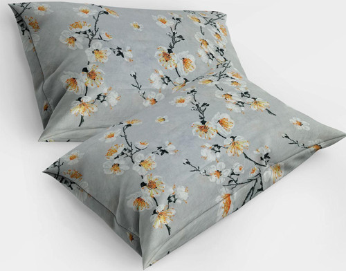 2 Li Yastık Kılıfı Premium %100 Pamuk 63 Tel Özel Üretim Sık Dokuma Monohome-Gray Orchid