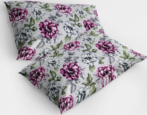 2 Li Yastık Kılıfı Premium %100 Pamuk 63 Tel Özel Üretim Sık Dokuma Monohome-Gray Purple
