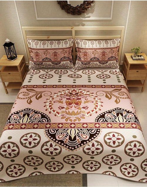 Pike Takımı Pamuklu Çift Kişilik Jakar Dokuma Yatak Örtüsü Ethnic Motif