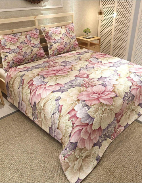 Pike Takımı Pamuklu Çift Kişilik Jakar Dokuma Yatak Örtüsü Flowers Coverlet