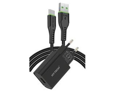 HY-XE26T Type-C Kablolu 2100MA Ev Şarj 11W + 2,4A Siyah Şarj Adaptör Seti
