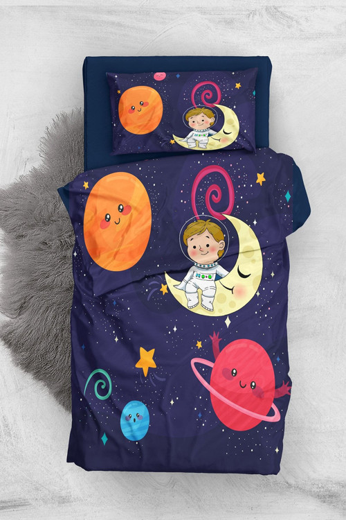Uzay 3D Pamuk Saten Bebek Nevresim Takımı
