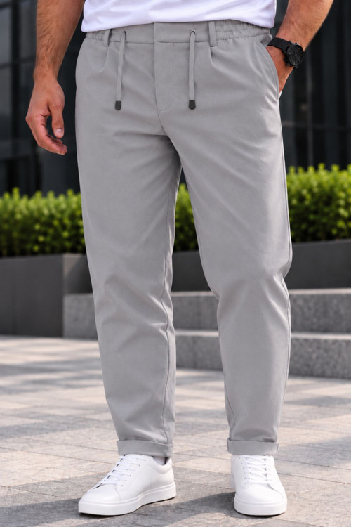 Erkek Esnek Diagonal Kumaş Jogger Pantolon Kemerli Beli Lastikli Rahat Kesim Şık Spor Günlük Erkek Pantolon