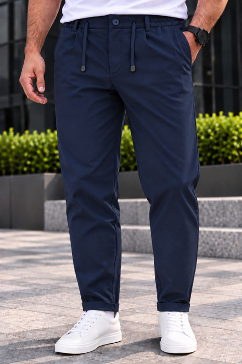 Erkek Esnek Kemerli Düğmeli Diagonal Kumaş Jogger Pantolon Kemerli Fermuarlı Düğmeli Beli Lastikli Rahat Kesim Şık Spor Günlük Erkek Pantolon