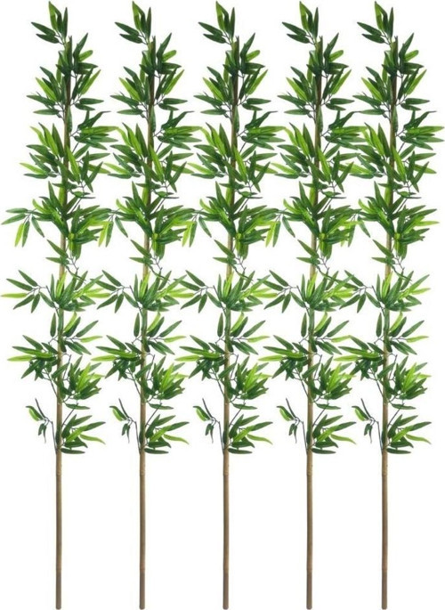 5li Set Yapay Bambu Sopası 20 Yapraklı 190 cm Yapay Çiçek Bambu Duvarı Separatör Çiçeği Yapay Çiçek