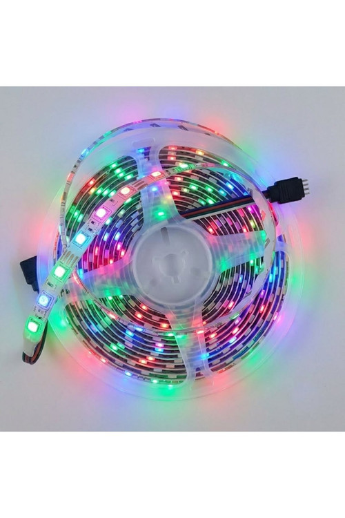 RGB LED Şerit Silikonlu Dış Mekan İç Mekan 60 LED 5 Metre Çok Renkli