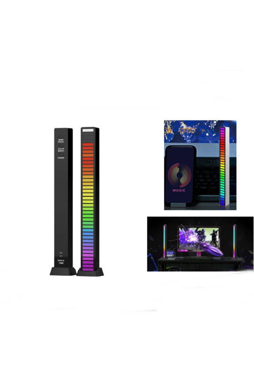 Sese Duyarlı RGB Ambiyans Işık Barı LED Araç Torpido Üstü Siyah