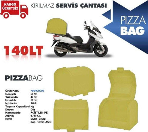 Motosiklet Pizza Taşıma Çantası 140 Litre Sarı