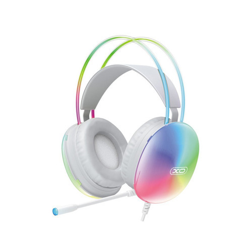 XO GE11 50 mm RGB Işıklı Mikrofonlu Kablolu Oyuncu Kulaklığı Beyaz Donanım Görüntülü Görüşme